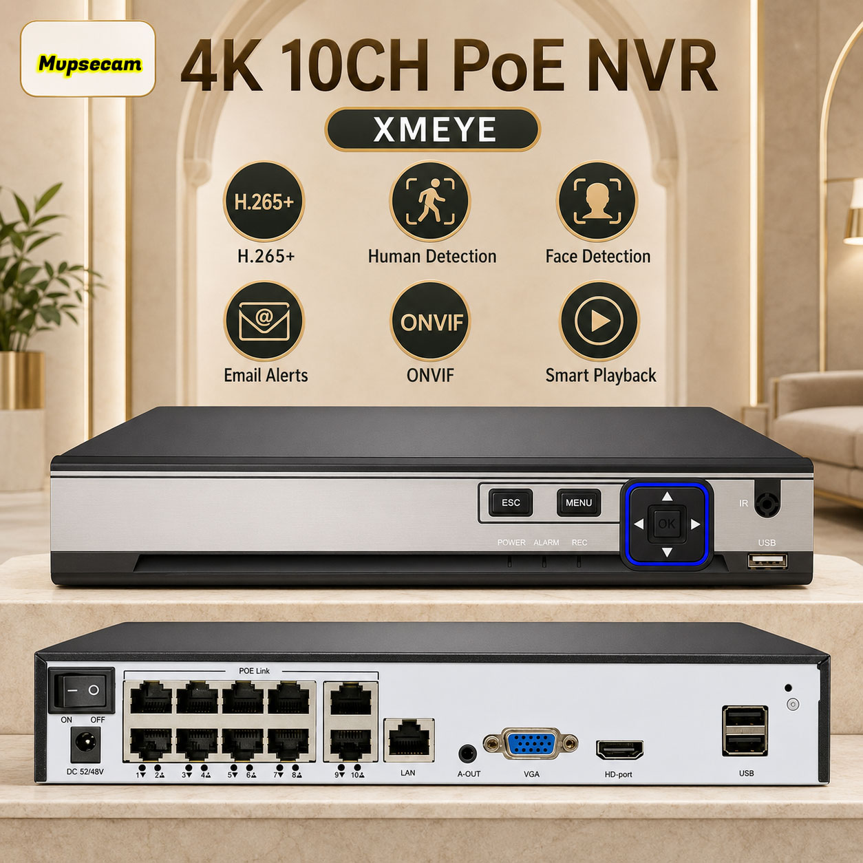 Security Ip Camera - POE NVR XMEYE 10CH 8 Channel