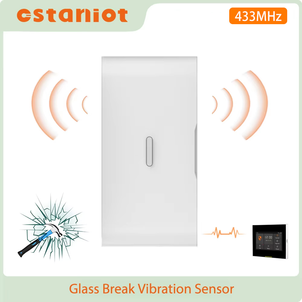 Door Window Sensor - Staniot 433MHz EV1527 Wireless Vibration Glass
