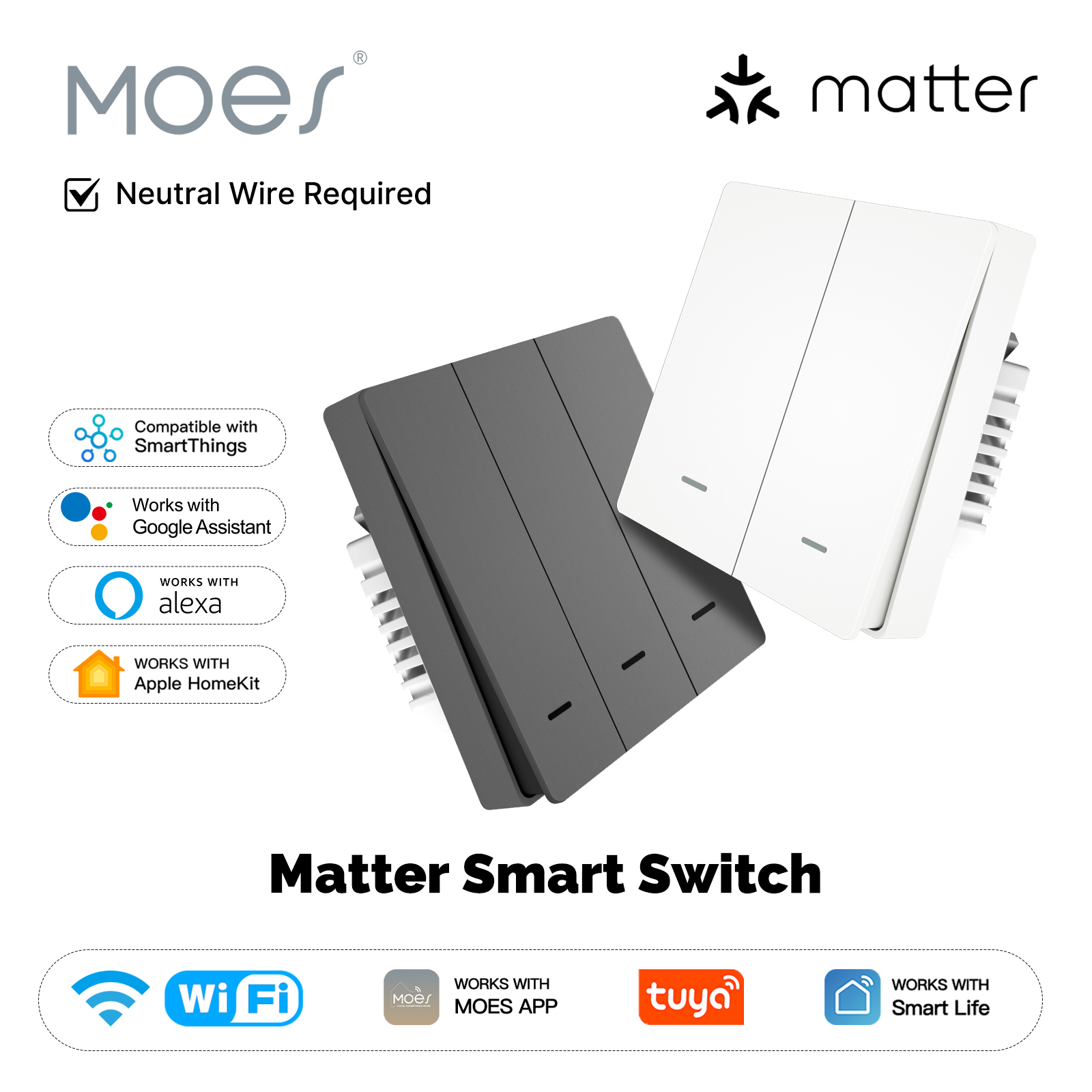Smart Light Switch - MOES Matter Tuya WiFi Smart Light