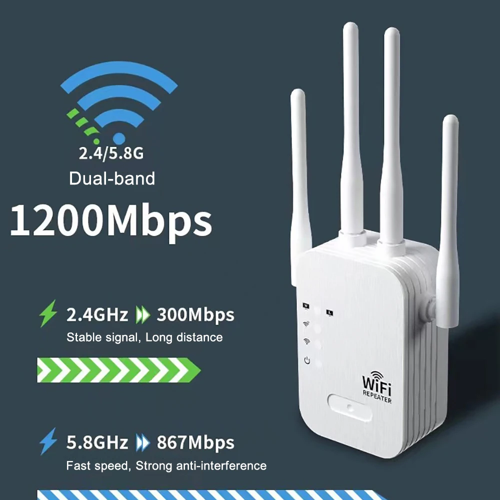 1200Mbps WiFi Repeater Wireles - Smart Home Router ulasan dan harga