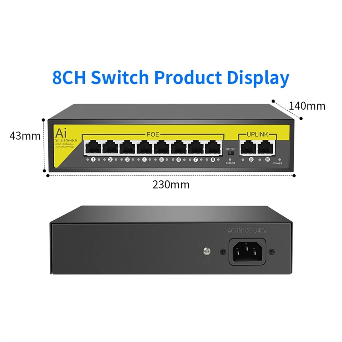 48V 8Ports POE Switch Ethernet - Security Ip Camera ulasan dan harga