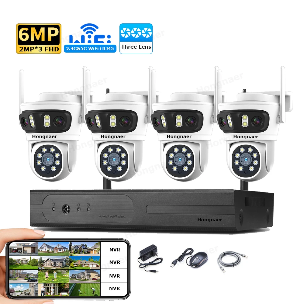 2026 Hongnaer 6MP 4CH 3 Lens 2 - Security Ip Camera ulasan dan harga