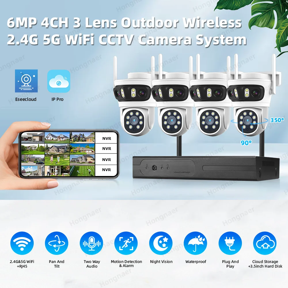 2026 Hongnaer 6MP 4CH 3 Lens 2 - Security Ip Camera ulasan dan harga