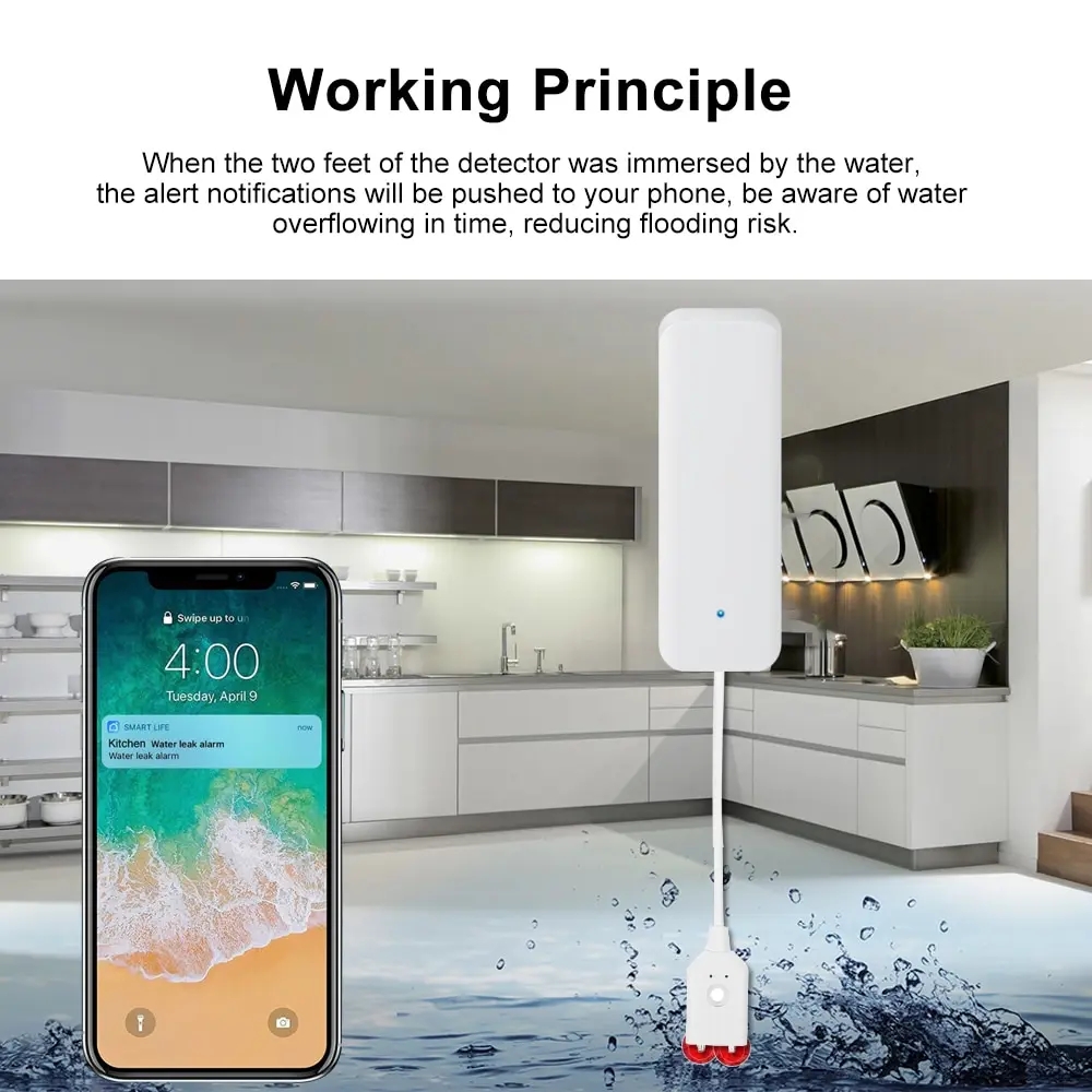 Tuya WiFi Smart Water Leak Sen - Wifi Water Leak Detector ulasan dan harga