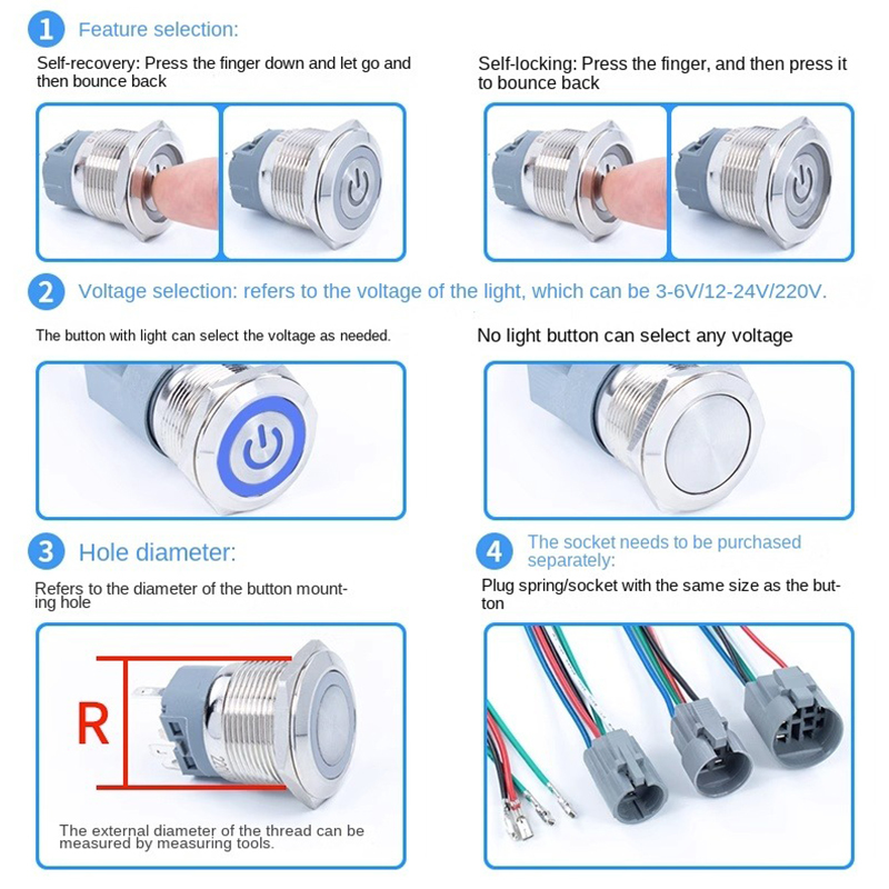 12/16/19/22mm Metal Push Butto - Smart Light Switch ulasan dan harga