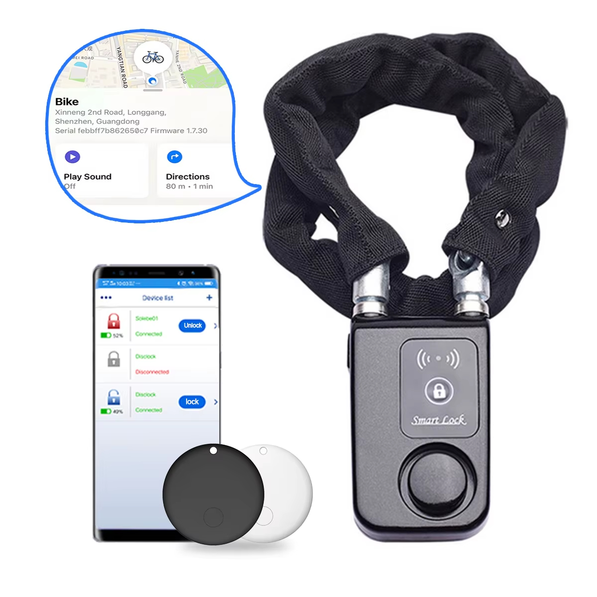110dB Alarm Bike Chain Lock wi - Smart Home Dashboard ulasan dan harga
