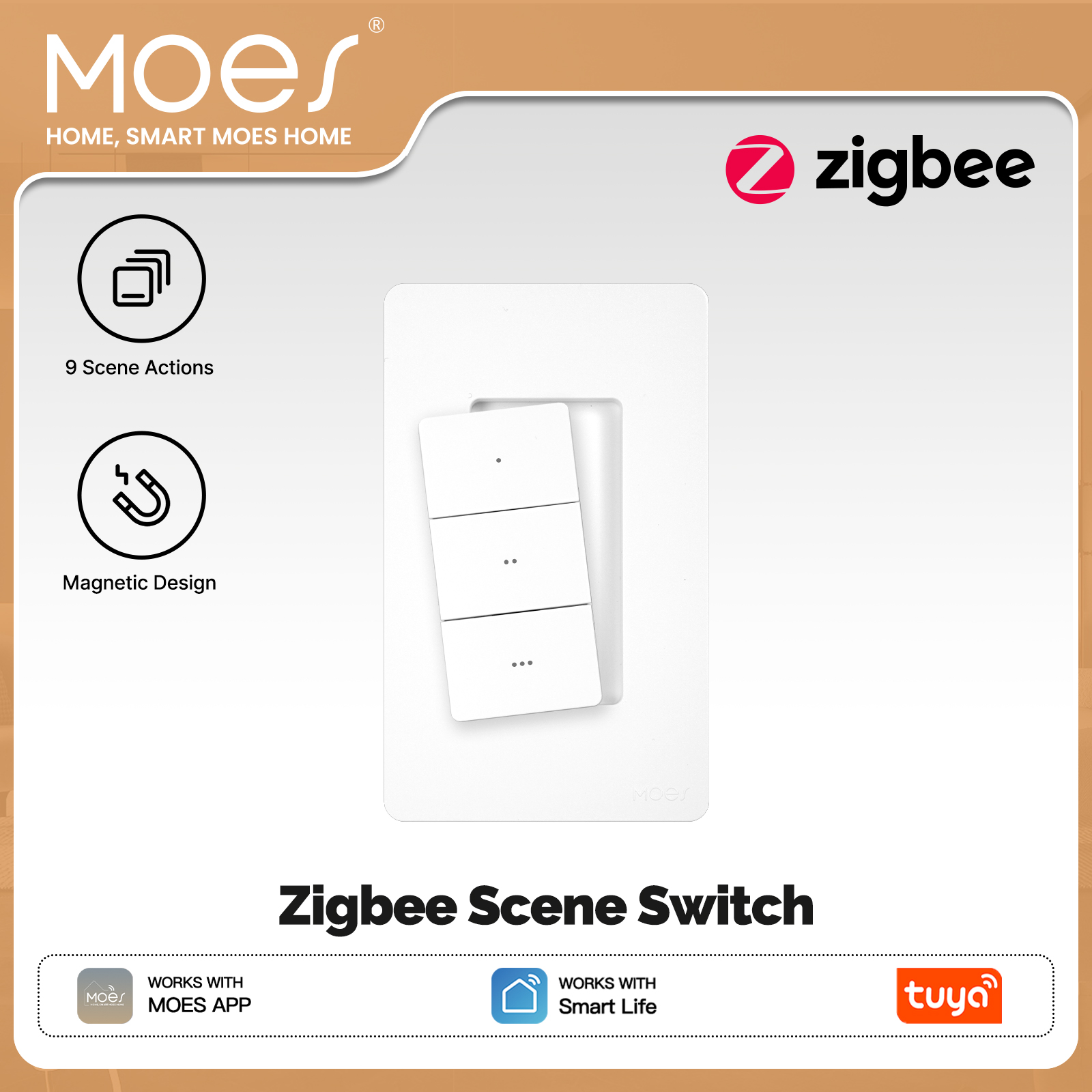 MOES Tuya Zigbee Smart Wireles - Smart Light Switch ulasan dan harga