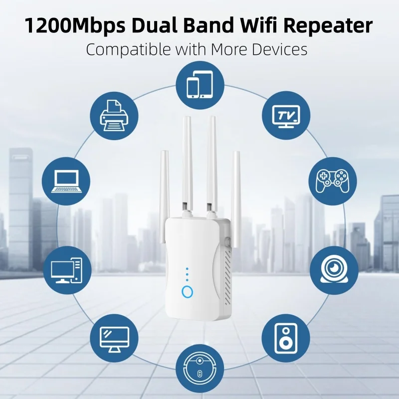 1200Mbps Dual Band WiFi Repeat - Smart Home Router ulasan dan harga