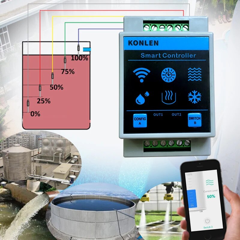 KONLEN Tuya Water Level Sensor - Wifi Water Leak Detector ulasan dan harga