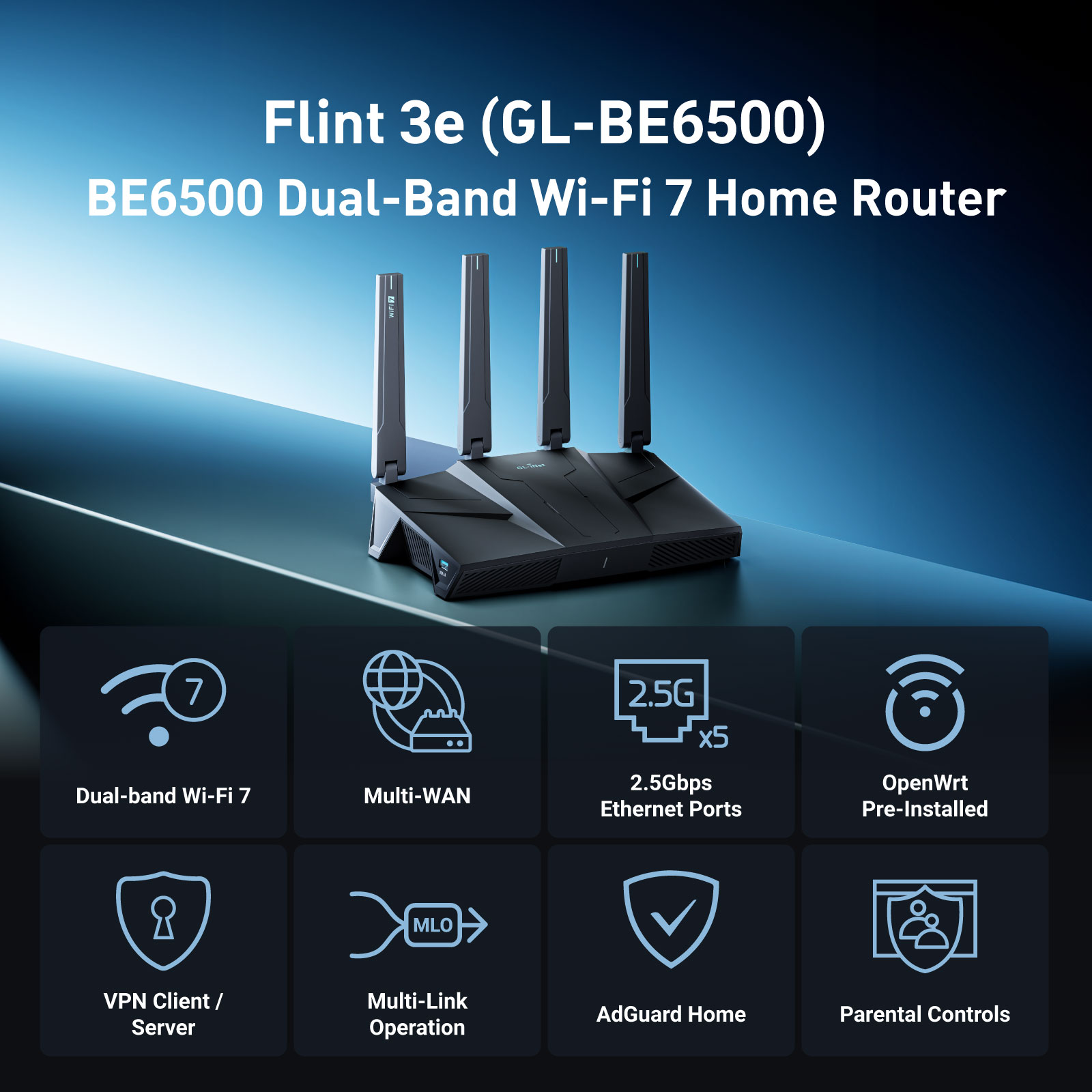 GL.iNet GL-BE6500 (Flint 3e) D - Smart Home Router ulasan dan harga