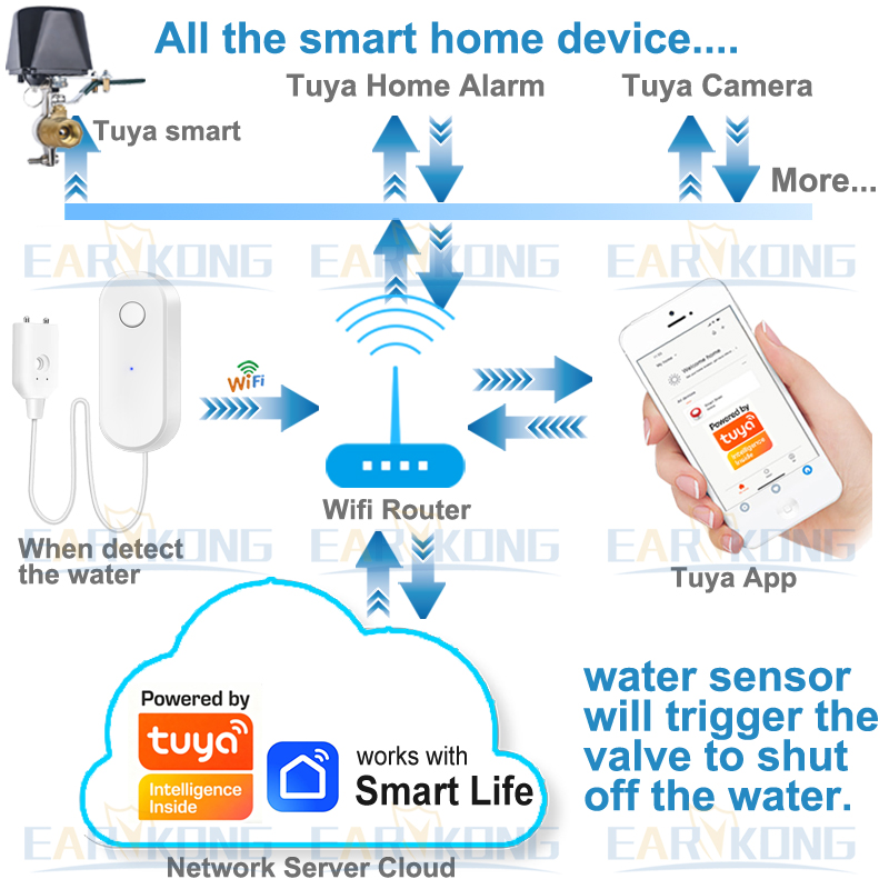 Tuya WiFi Smart Water Leak Sen - Wifi Water Leak Detector ulasan dan harga